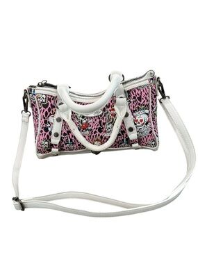 Ed Hardy Y2K Style Pink Leopard Skull Print Hand bag long shoulder strap Purse